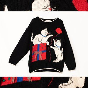 Vintage 80s Karen Scott Kittens Playing Comfortable Adorable Kidcore Sweater